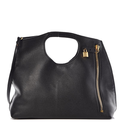 Tom Ford Calfskin Large Alix Padlock Zip Shoulder Bag Black 1 of 18