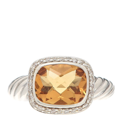 David Yurman Sterling Silver Diamond Citrine 10mm Noblesse Ring 53 6.5 1 of 4
