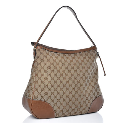Gucci Monogram Textured Calfskin Large Bree Hobo Beige Ebony Nocciola 3 of 18