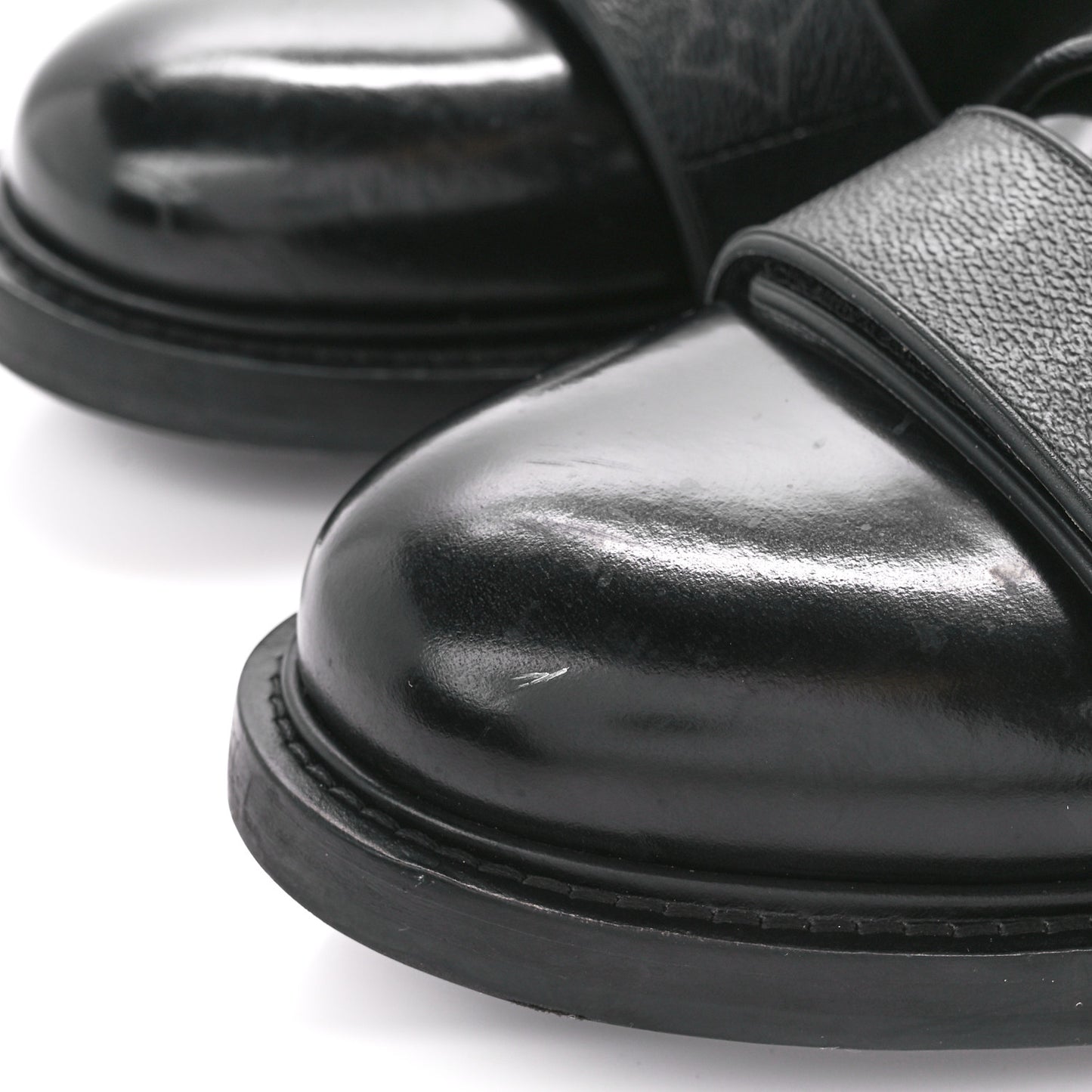 Monogram Eclipse Calfskin Mens Derby LV Derby Harness Shoes 8.5 Black