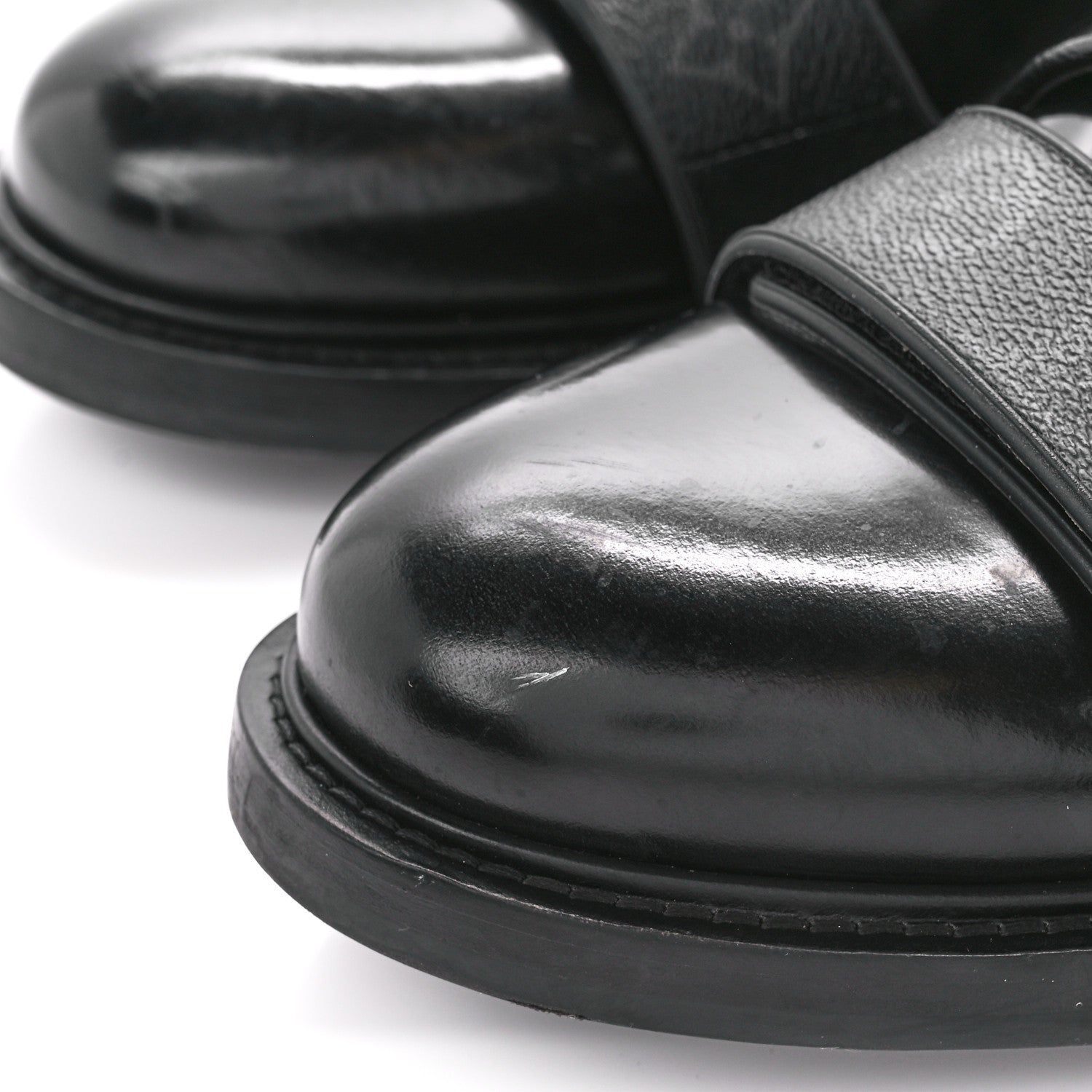 Louis Vuitton Monogram Eclipse Calfskin Mens Derby LV Derby Harness Shoes 8.5 Black 10 of 10