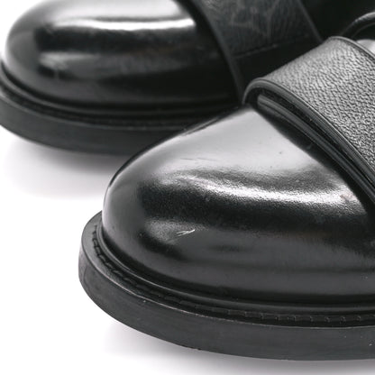 Louis Vuitton Monogram Eclipse Calfskin Mens Derby LV Derby Harness Shoes 8.5 Black 10 of 10