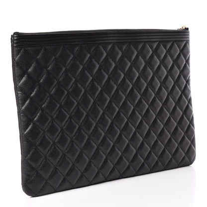 Chanel Caviar Quilted Large Boy Cosmetic Case Black 3 of 11