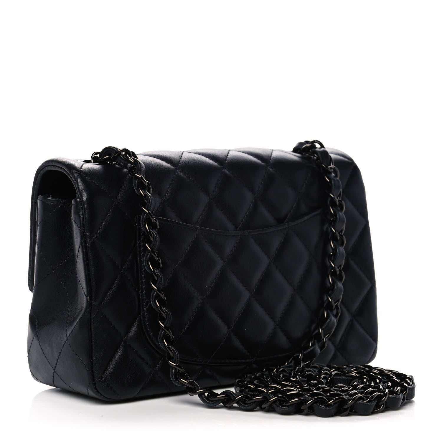 Chanel Lambskin Quilted Mini Rectangular Flap So Black 3 of 13