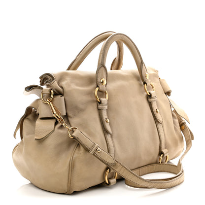 Miu Miu Vitello Lux Bow Bag Beige 3 of 14