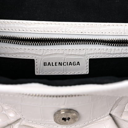 Balenciaga Extra Supple Calfskin Crocodile Embossed Medium Le Cagole Shoulder Bag White 5 of 13