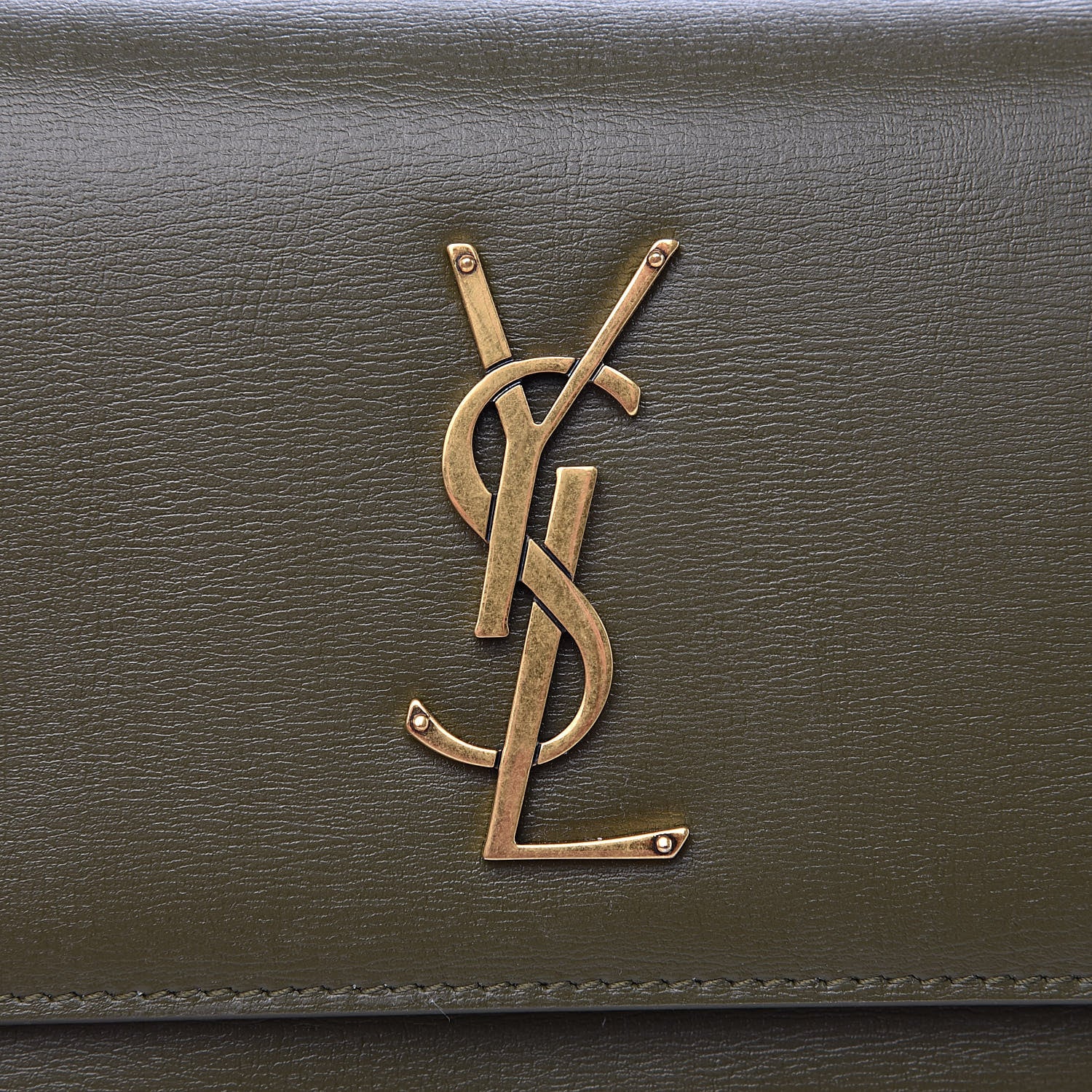 Saint Laurent Calfskin Monogram Sunset Chain Wallet Green 9 of 10