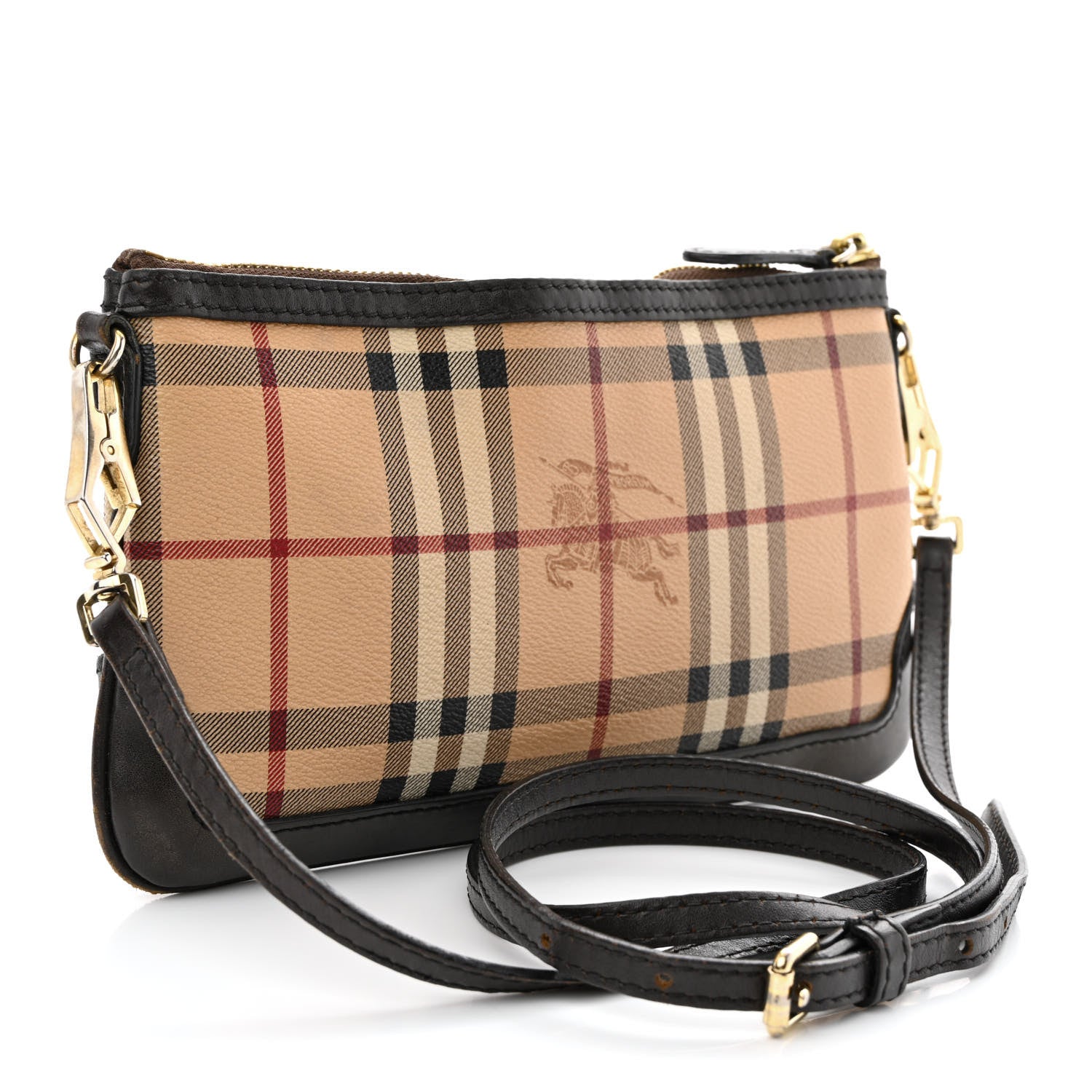 Burberry Haymarket Check Small Peyton Crossbody Clutch Bag Chocolate 3 of 17