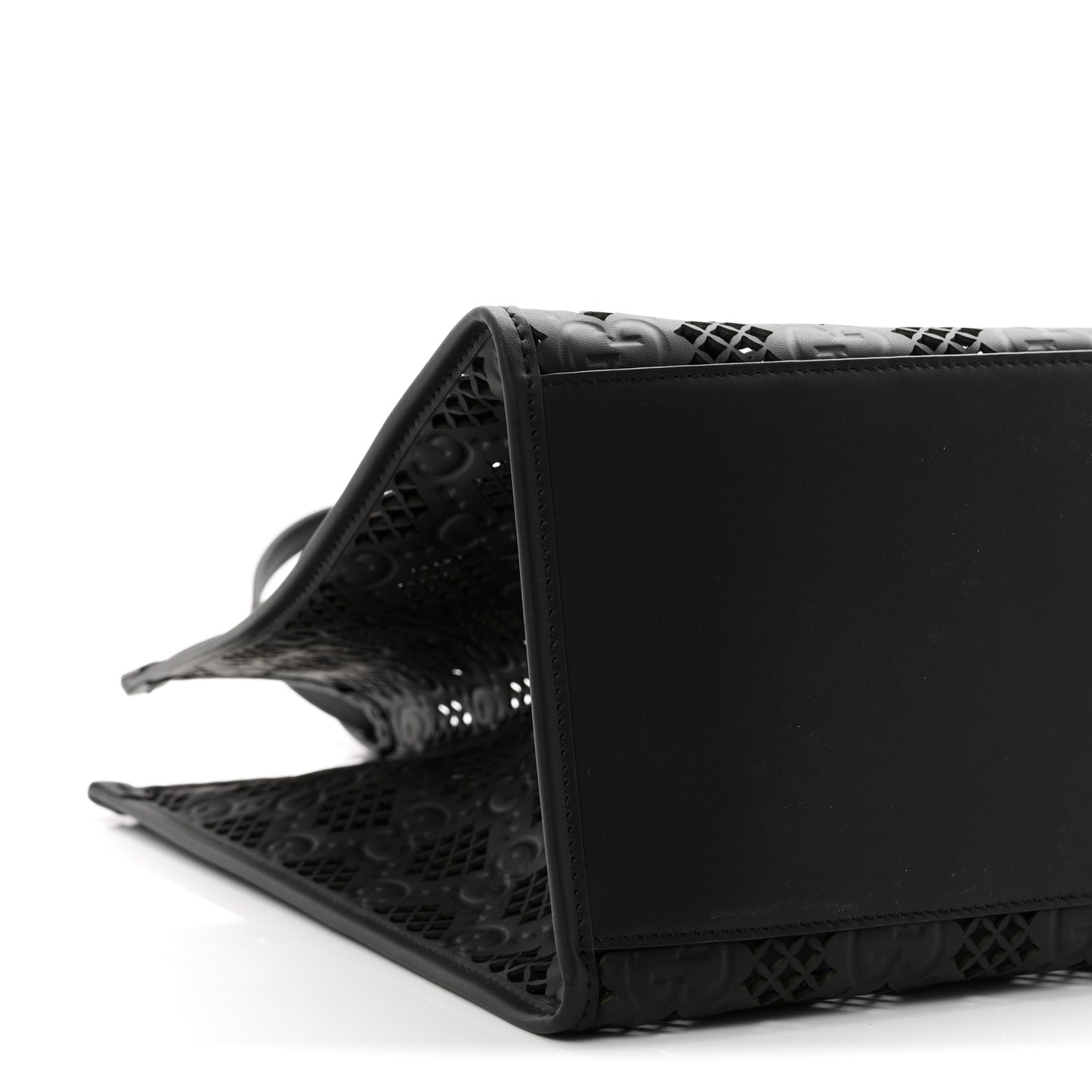 Calfskin GG Monogram Diamond Cut Medium Ophidia Tote Bag Black