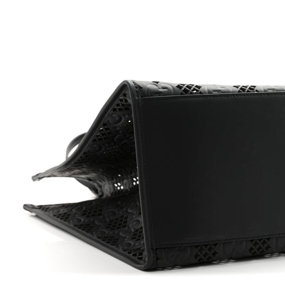 Gucci Calfskin GG Monogram Diamond Cut Medium Ophidia Tote Bag Black 9 of 10