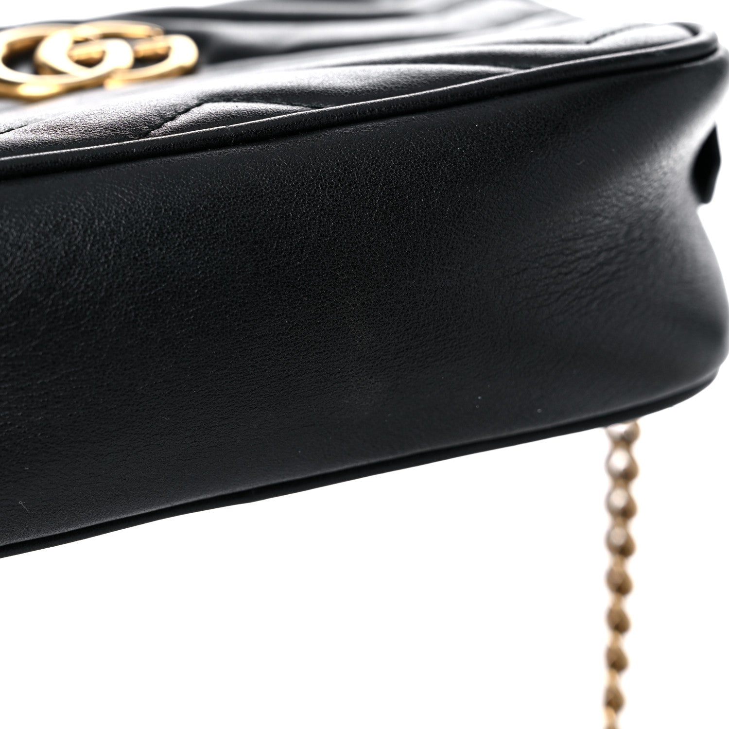 Gucci Calfskin Matelasse Mini GG Marmont Chain Shoulder Bag Black 15 of 16