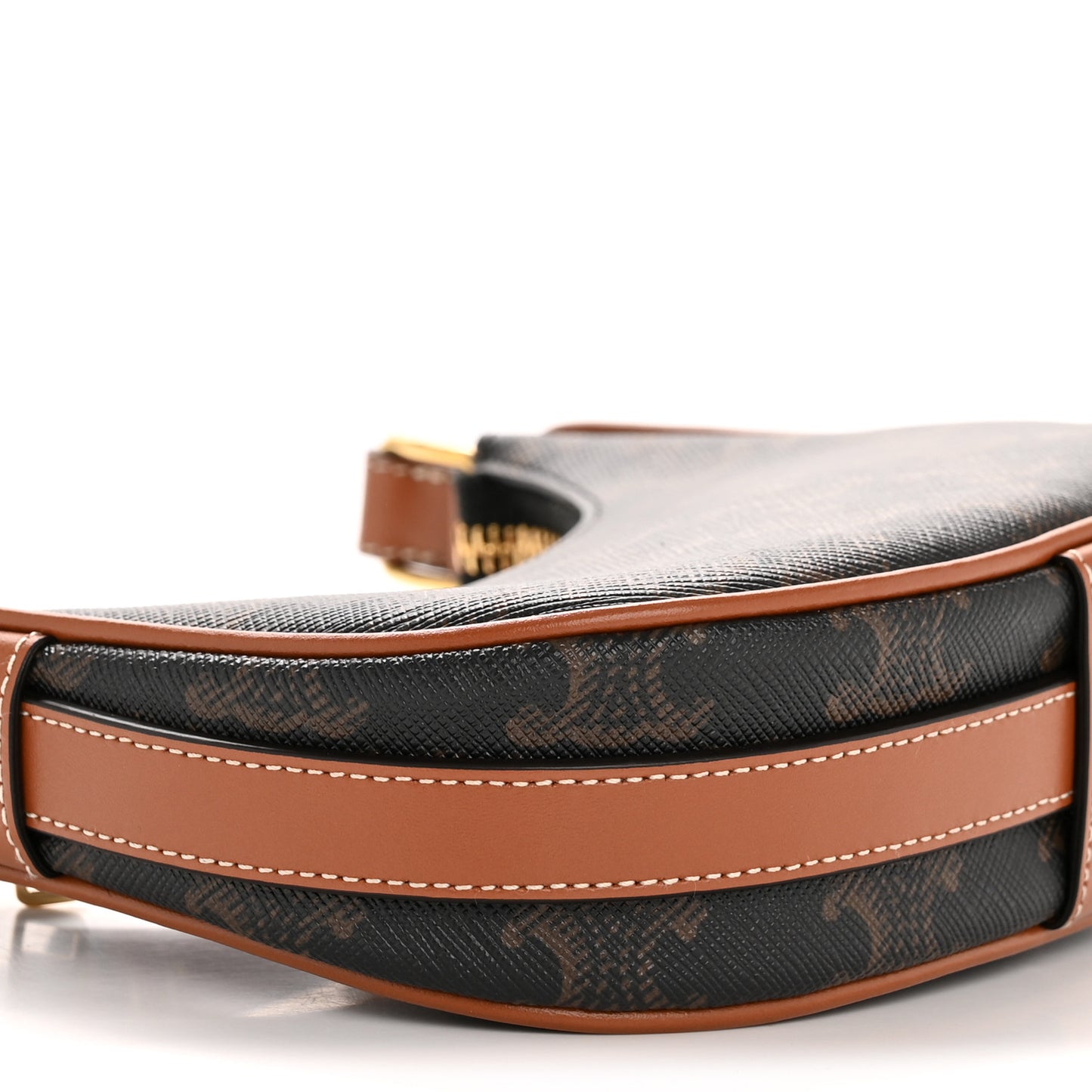 Canvas Calfskin Mini Ava Triomphe Shoulder Bag Tan