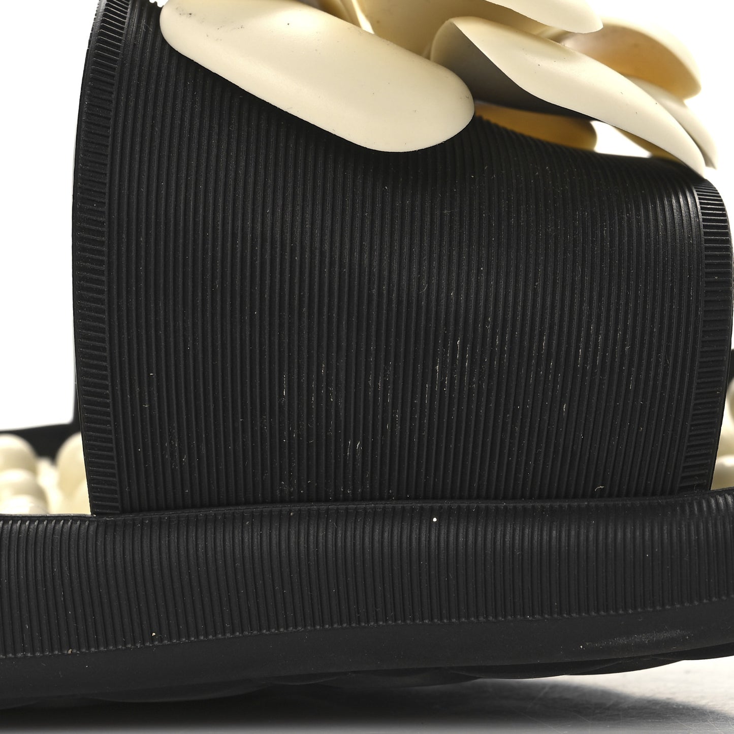 Thermoplastic PVC Camellia Mule Sandals 36 Black Ivory