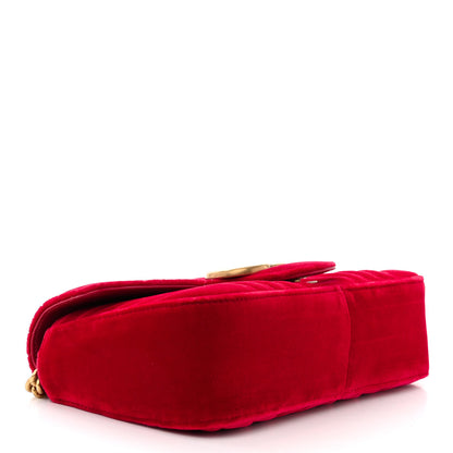 Gucci Velvet Matelasse Small GG Marmont Shoulder Bag Hibiscus Red 4 of 12