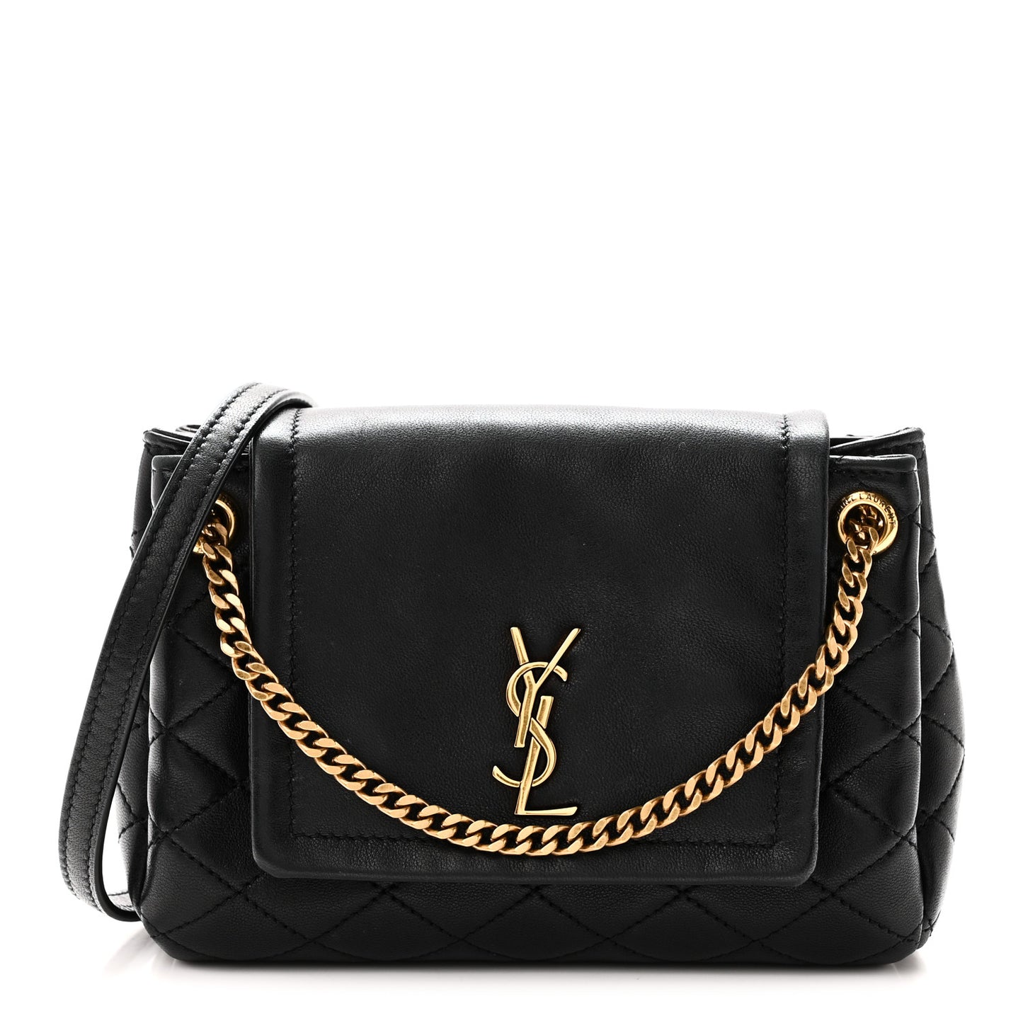 Lambskin Quilted Monogram Mini Nolita Black