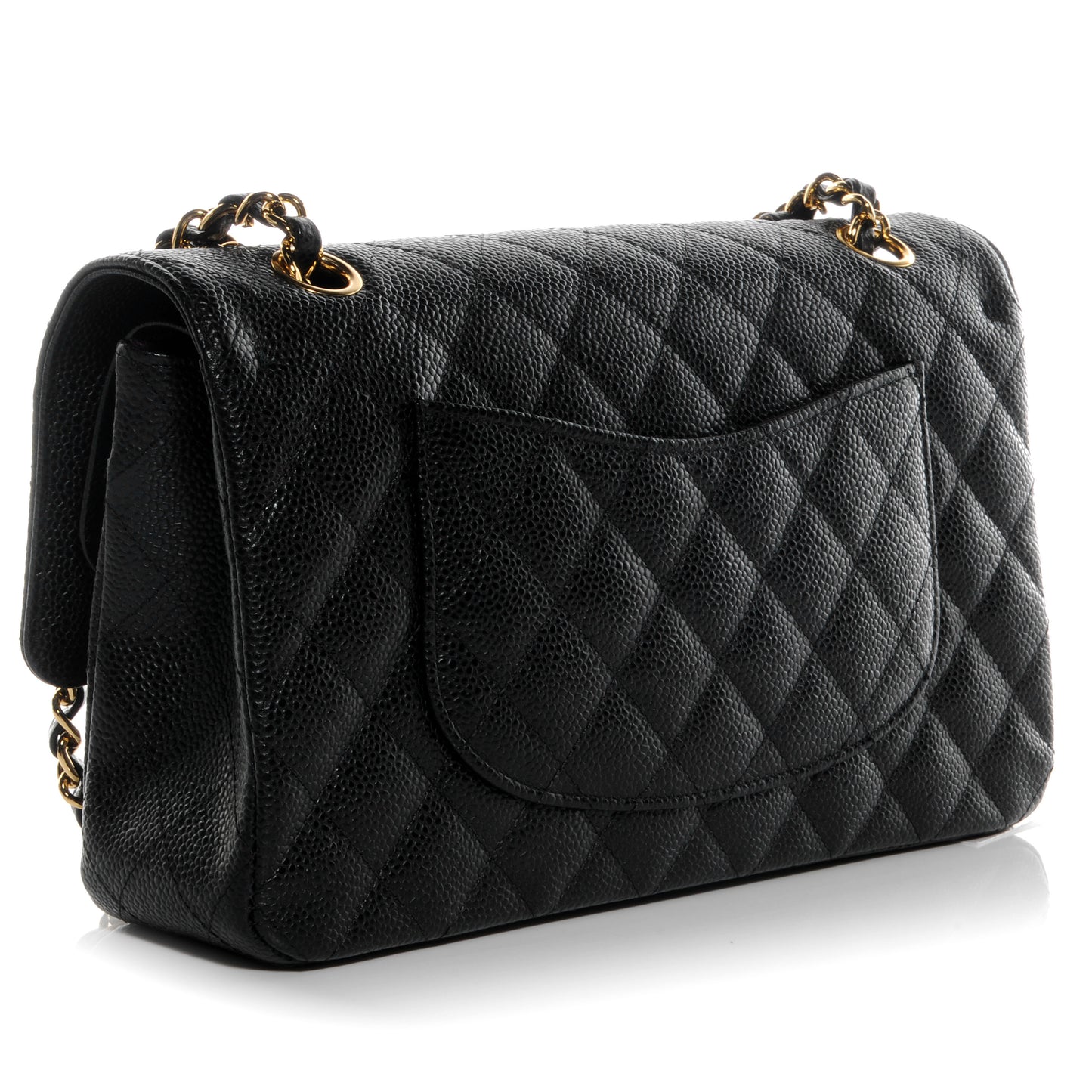Caviar Quilted Medium Double Flap Black
