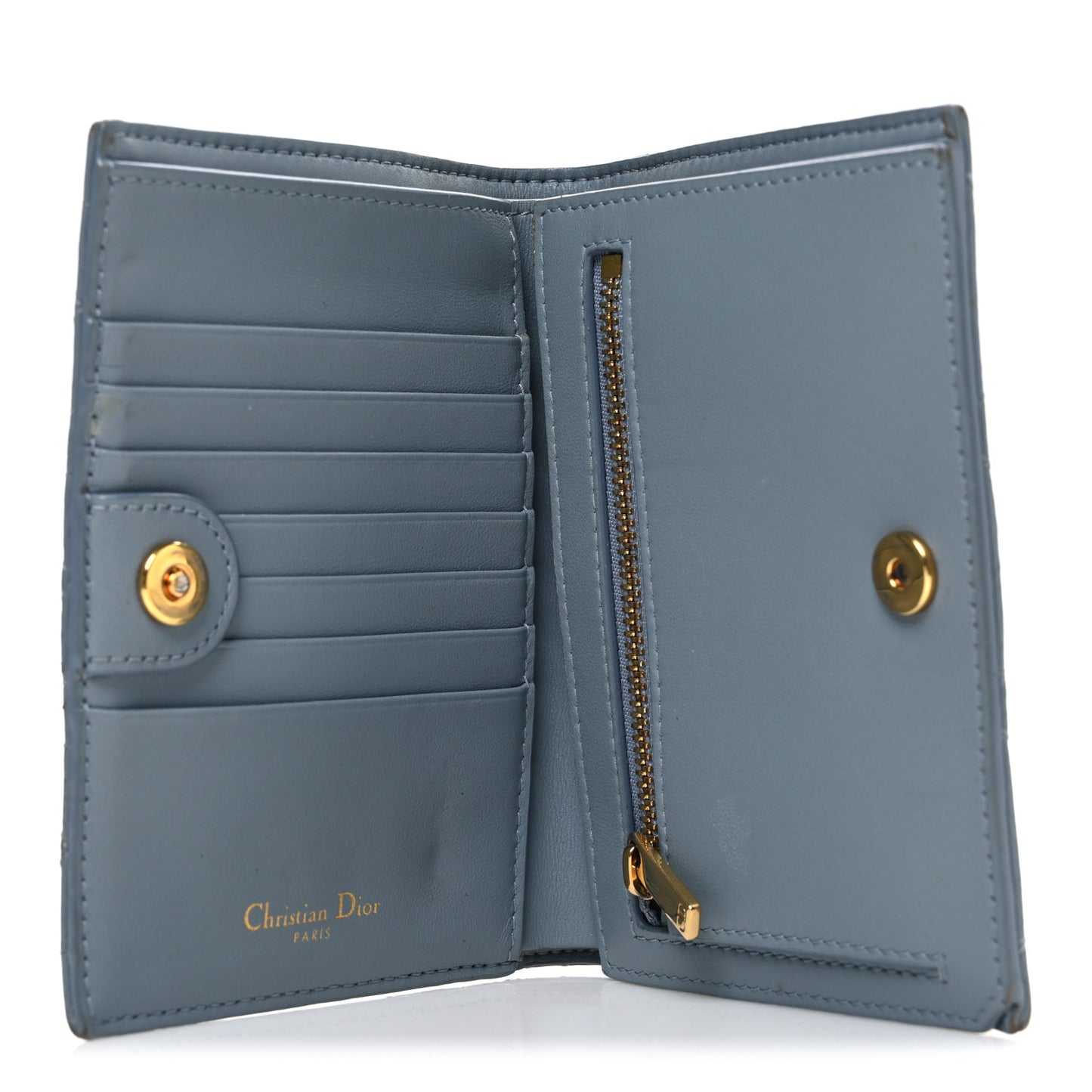 Supple Calfskin Cannage Caro Slim Wallet Cloud Blue