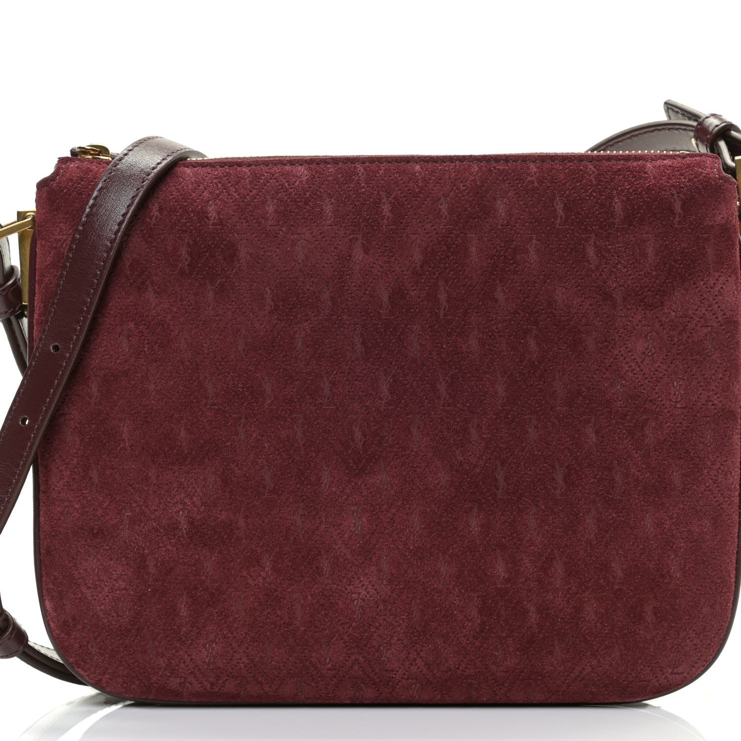 Saint Laurent Suede All-Over Monogram Crossbody Burgundy 8 of 10