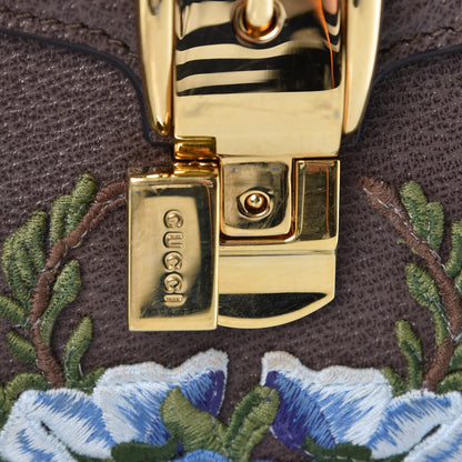 Gucci Calfskin Embroidered Medium Sylvie Top Handle Bag New Acero Multicolor 9 of 14