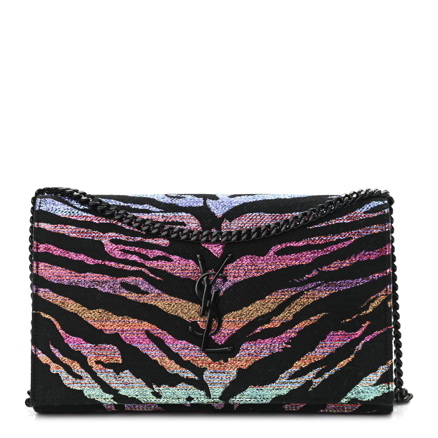 Saint Laurent Tiger Burnout Monogram Chain Wallet Multicolor 1 of 10