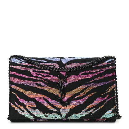 Saint Laurent Tiger Burnout Monogram Chain Wallet Multicolor 1 of 10