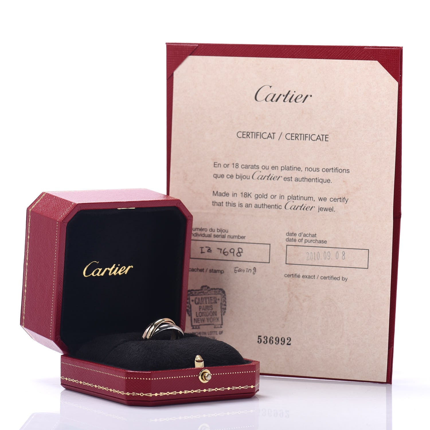 Cartier 18K Pink Yellow White Gold Classic Trinity Ring 51 5.75 5 of 5