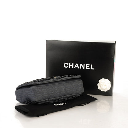 Chanel Denim Pleated Denim Turtle Flap Dark Blue 4 of 7
