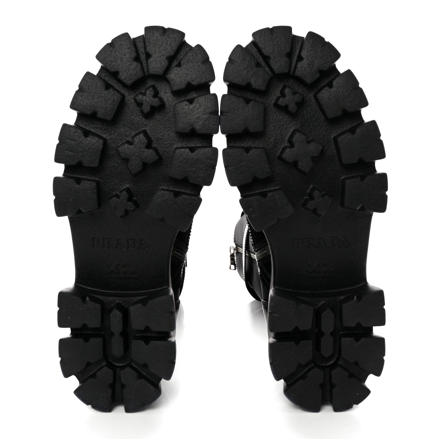 Prada Spazzolato Rois Re-Nylon Metal Triangle Logo Monolith Pouch Pocket 55mm Tall Combat Boots 39 Black 5 of 11