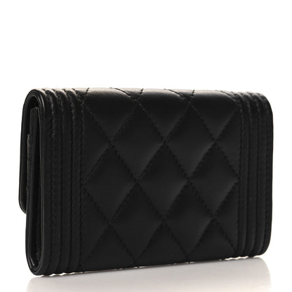Chanel Lambskin Quilted Boy Flap Card Holder Black 3 of 9