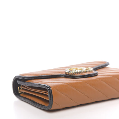 Gucci Vintage Effect Calfskin Matelasse Diagonal Torchon GG Marmont Chain Wallet Cognac 8 of 10