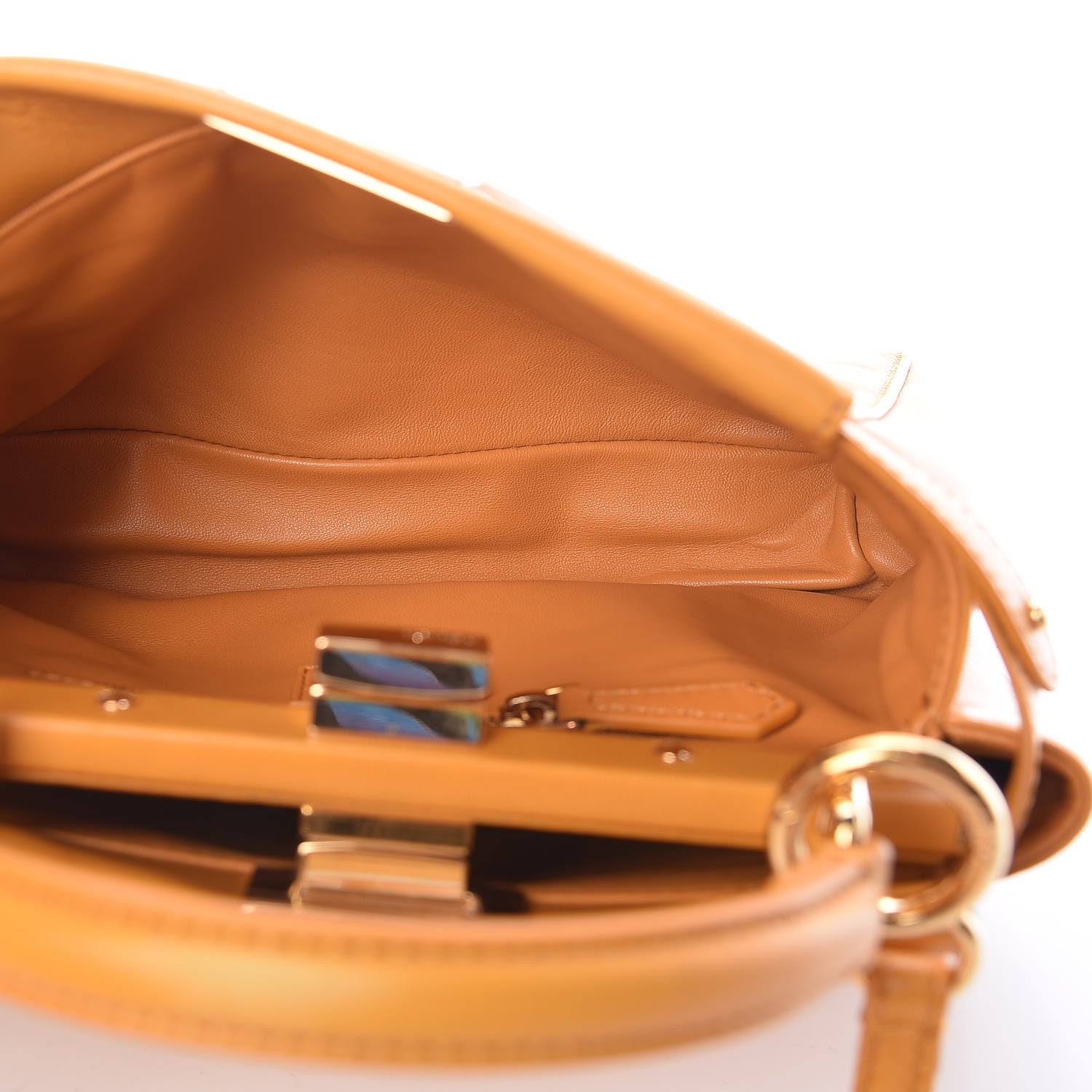 Fendi Nappa Mini Peekaboo Iconic Satchel Giallo Syrup 6 of 16