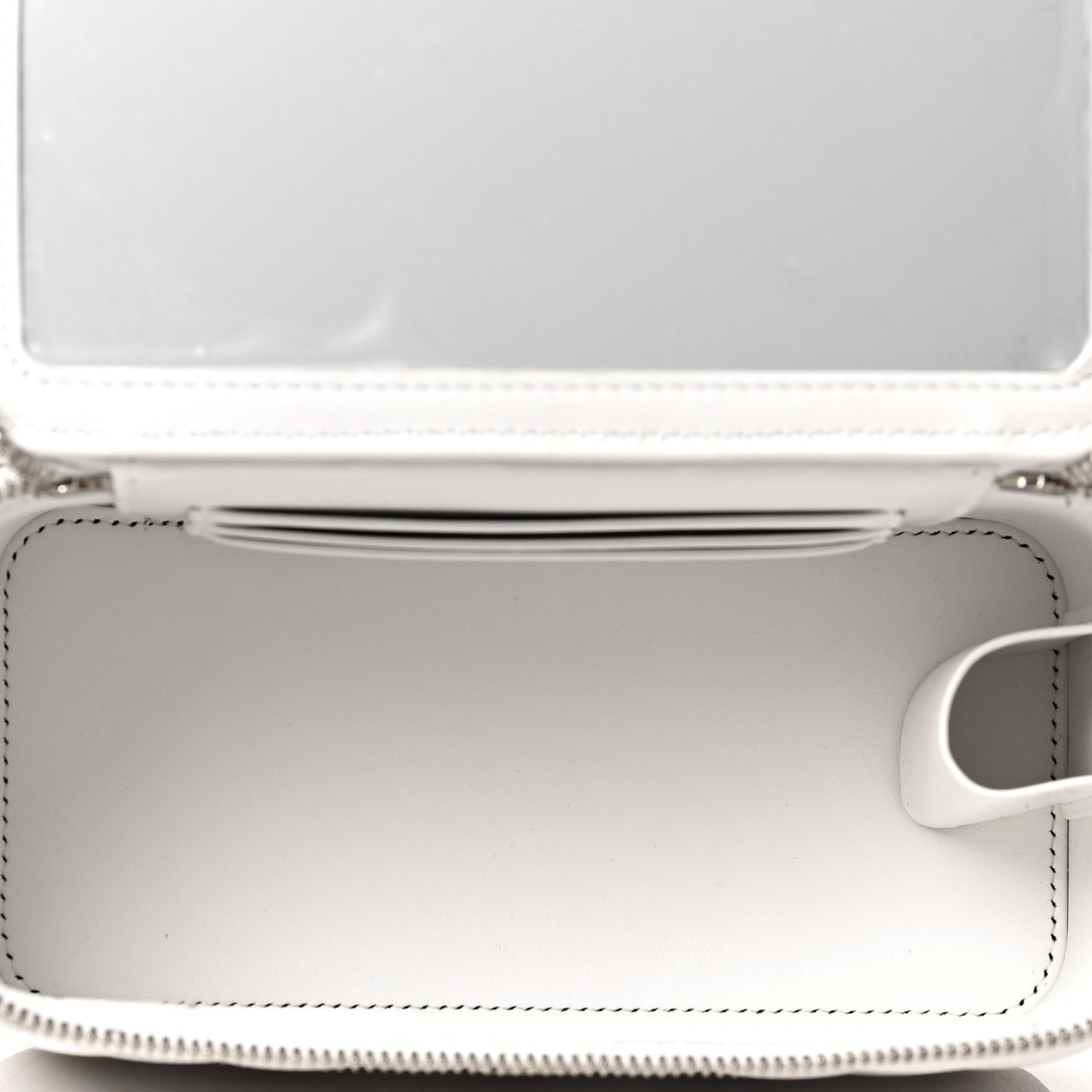 Caviar Quilted Small Vanity Case With Chain White
