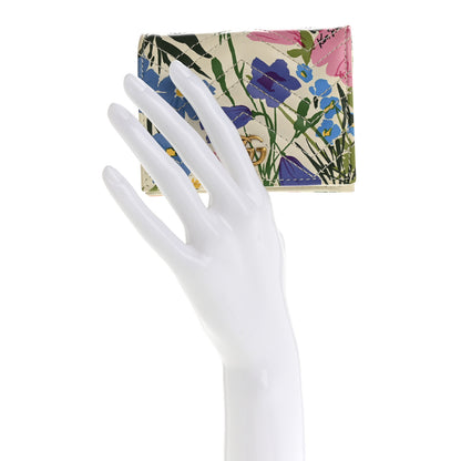 Gucci X KEN SCOTT Calfskin Matelasse Floral Print GG Marmont Card Case Wallet Ivory Pink 2 of 10