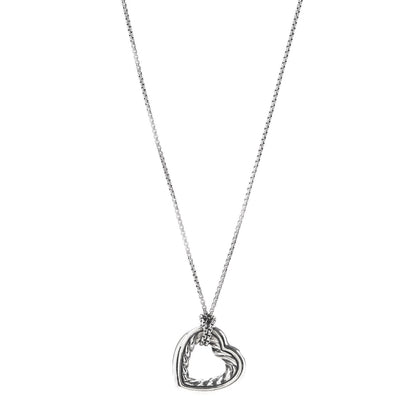 David Yurman Sterling Silver 18K Yellow Gold Open Heart Cable Necklace 1 of 5