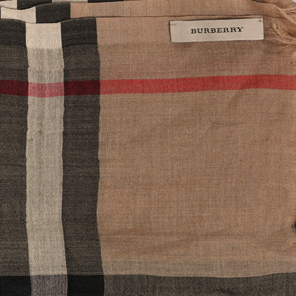 Burberry Wool Silk Gauze Giant Check Lightweight Scarf Camel 3 of 5