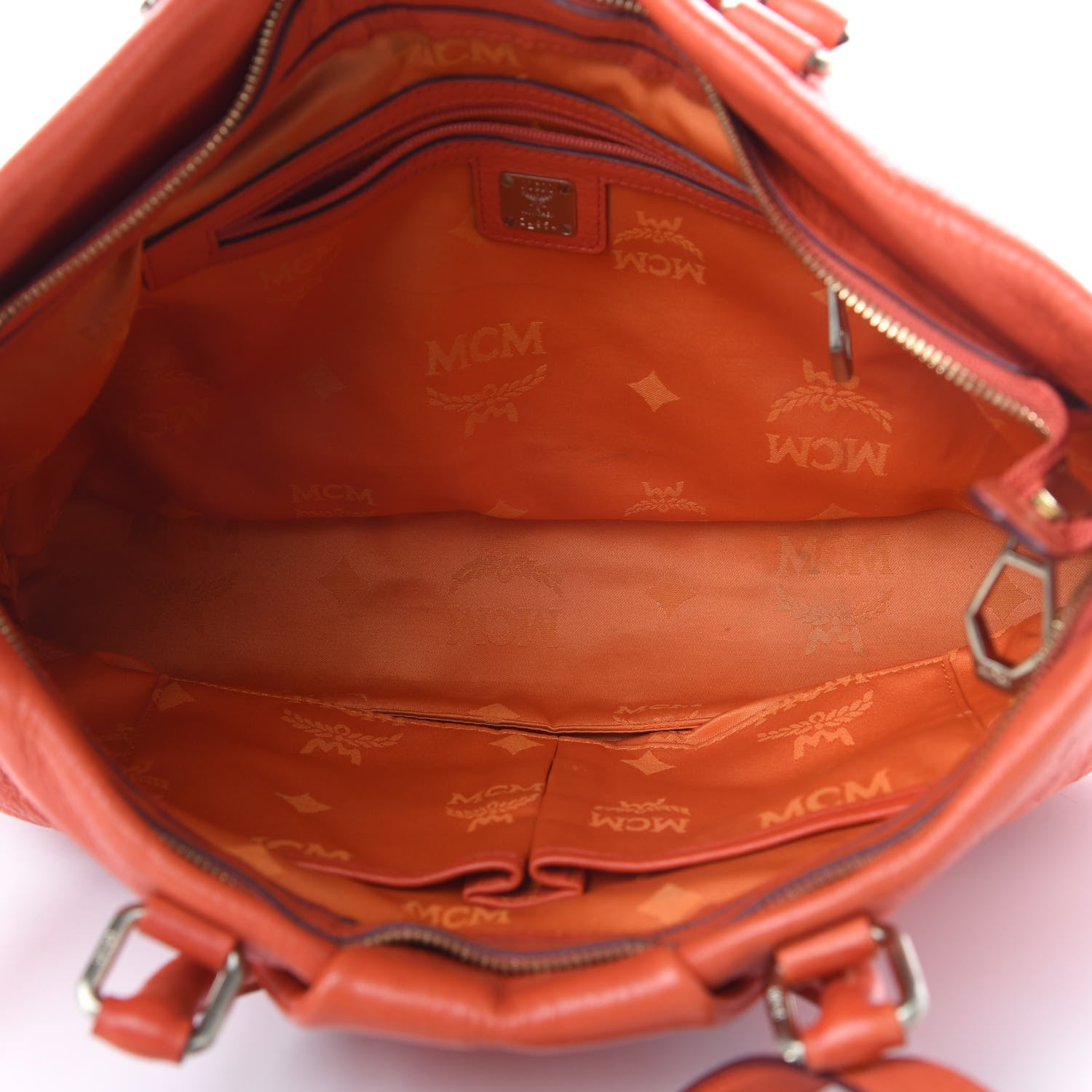 MCM Calfskin Ottomar Monogram Tote Orange 5 of 14