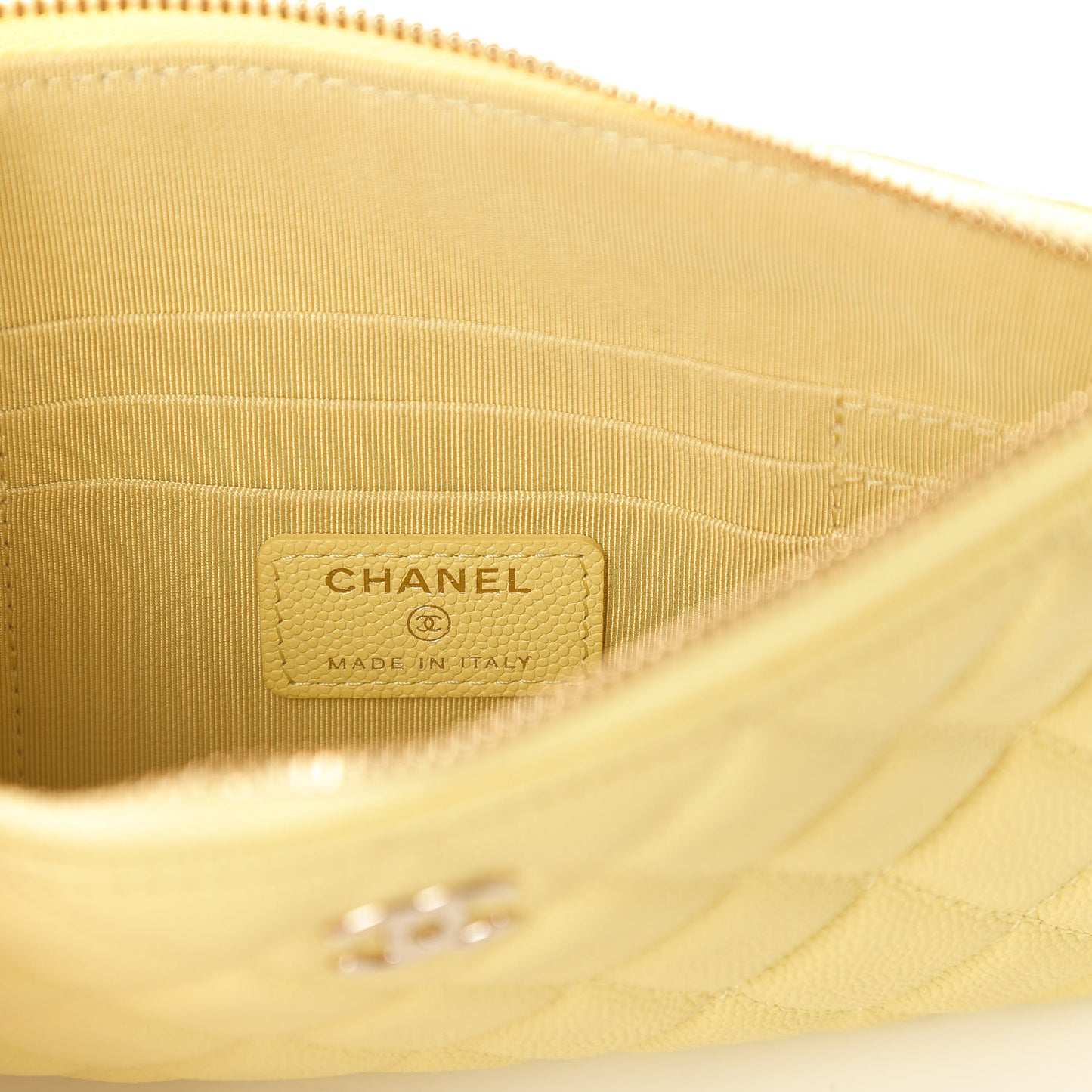 Caviar Quilted Small Pouch Light Yellow