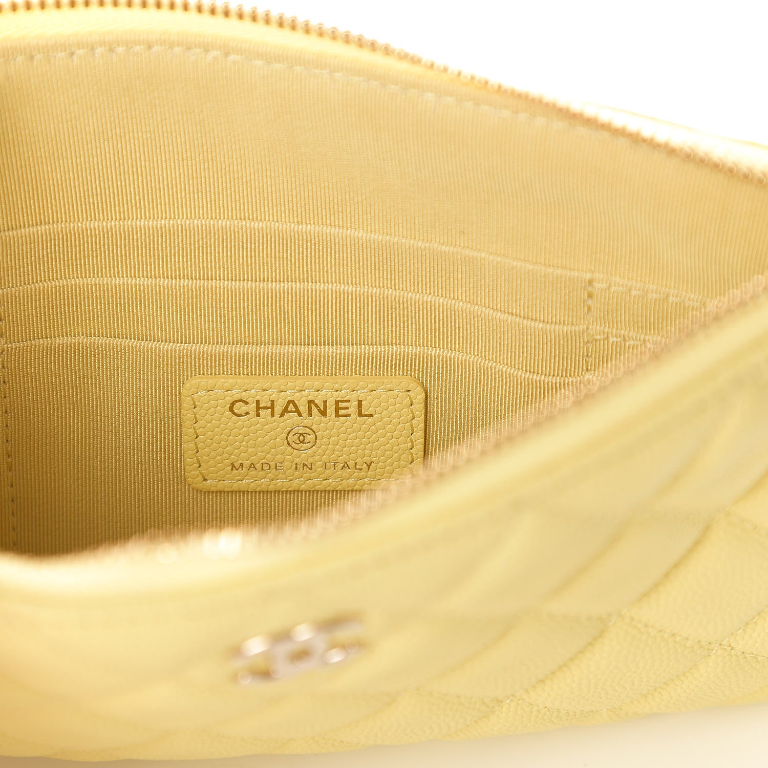 Chanel Caviar Quilted Small Pouch Light Yellow 8 of 10