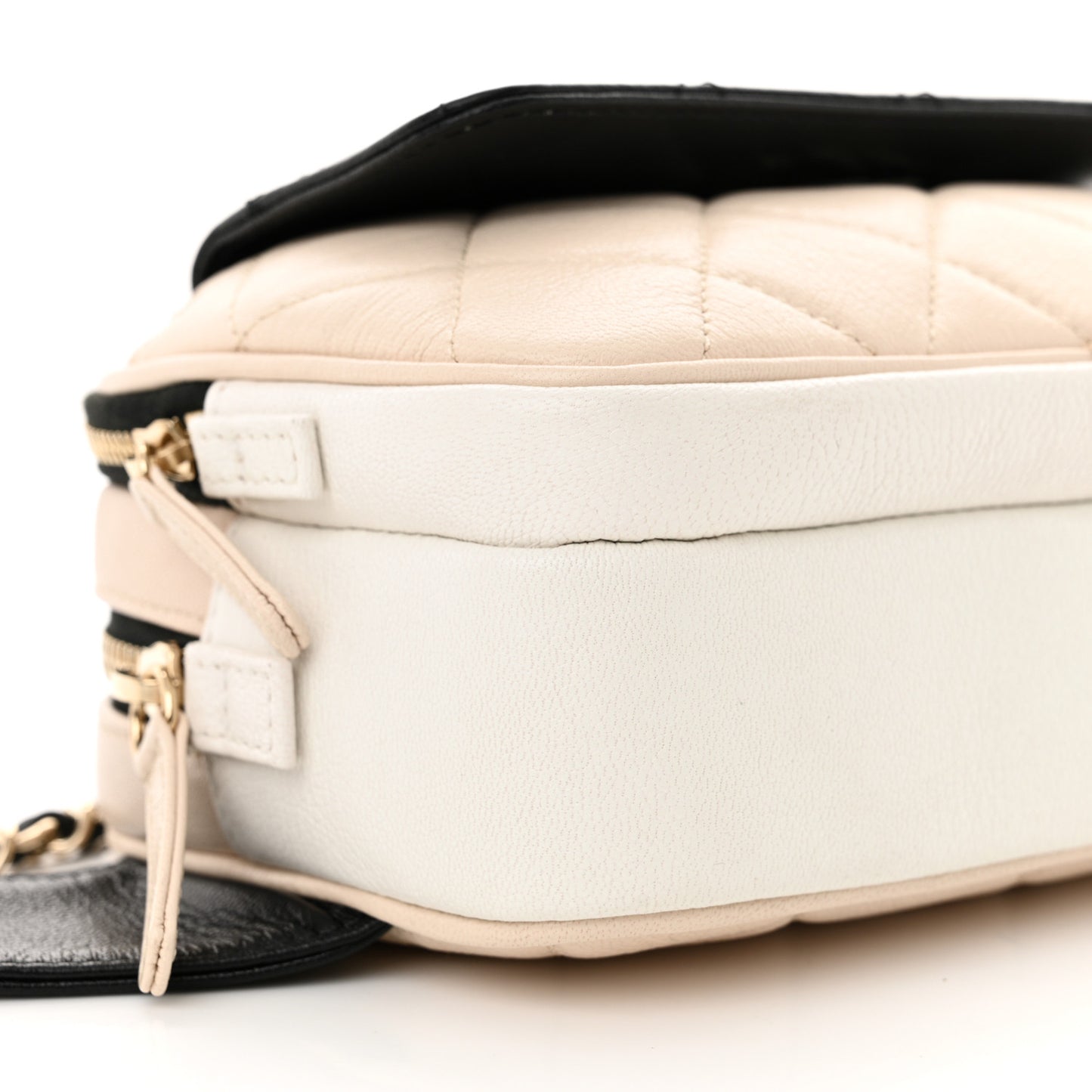 Goatskin Quilted Waist Bag Beige White Black
