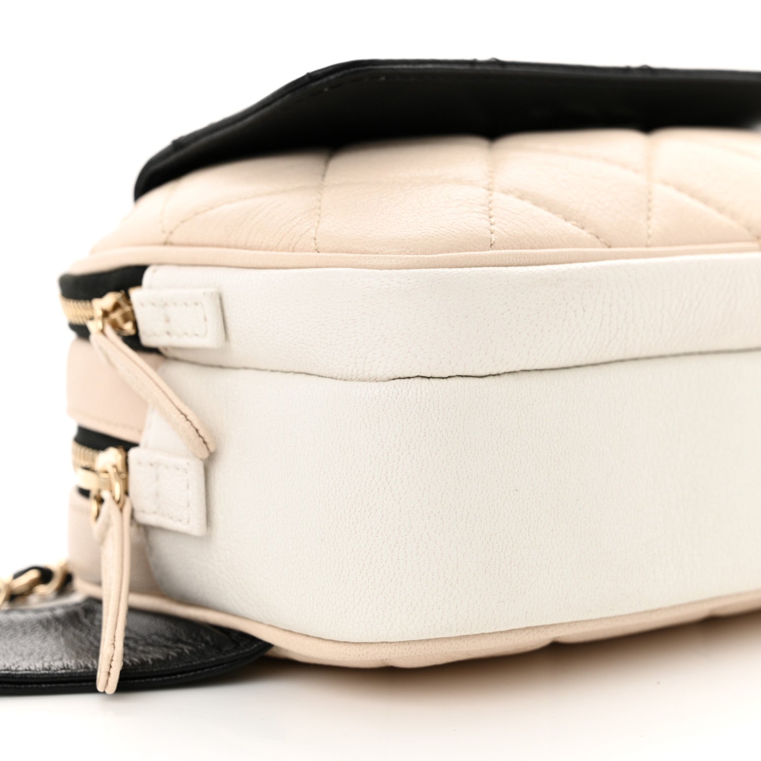 Chanel Goatskin Quilted Waist Bag Beige White Black 12 of 13