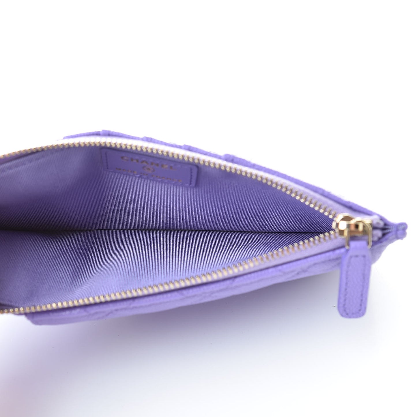 Caviar Quilted Classic Flat Wallet Pouch Purple