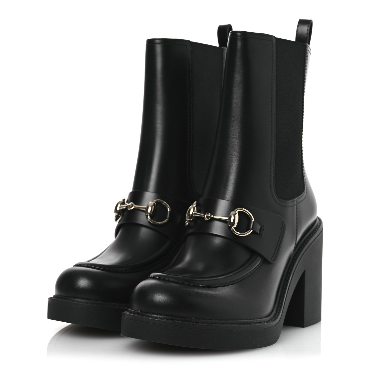 Gucci Calfskin Horsebit Ankle Boots 38 Black 4 of 11