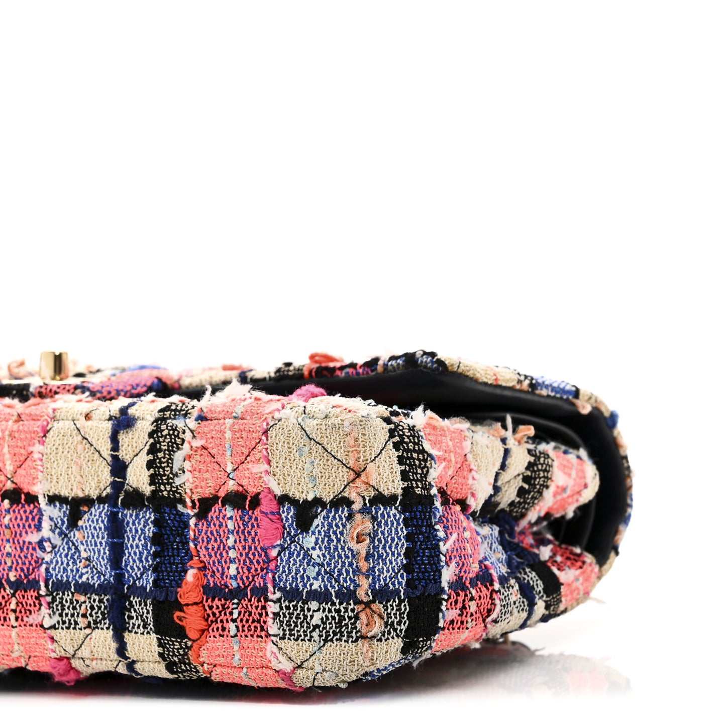 Tweed Quilted Medium Double Flap Blue Orange Yellow