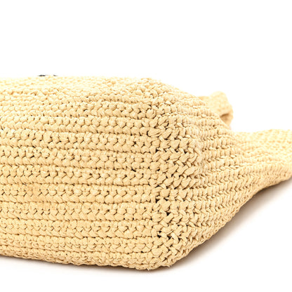 Prada Yarn Raffia Effect Crochet Embroidered Logo Tote Naturale 10 of 11