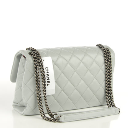 Chanel Shiny Lambskin Quilted Medium Flap Light Grey 3 of 8