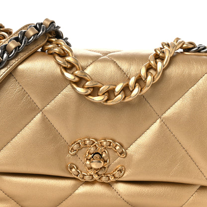 Chanel Metallic Goatskin Quilted Medium Chanel 19 Flap Gold 8 of 12