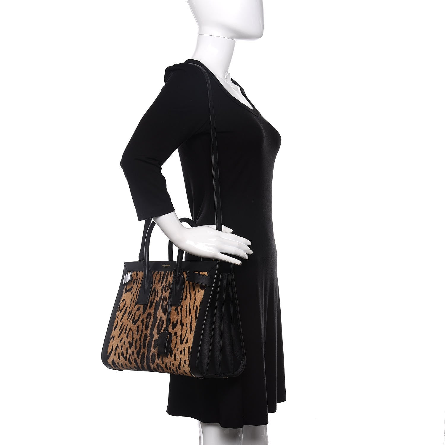 Saint Laurent Calf Hair Leopard Print Small Sac De Jour Black 2 of 9