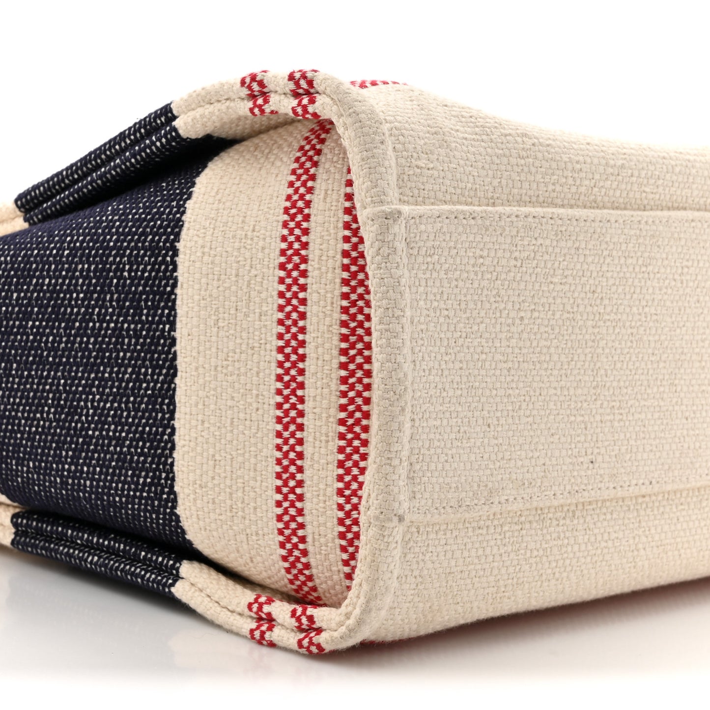 Striped Canvas Small Deauville Tote Ecru Red Blue