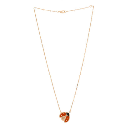 Van Cleef & Arpels 18K Rose Gold Carnelian Black Onyx Lucky Spring Open Wings Lady Bug Pendant Necklace 3 of 7