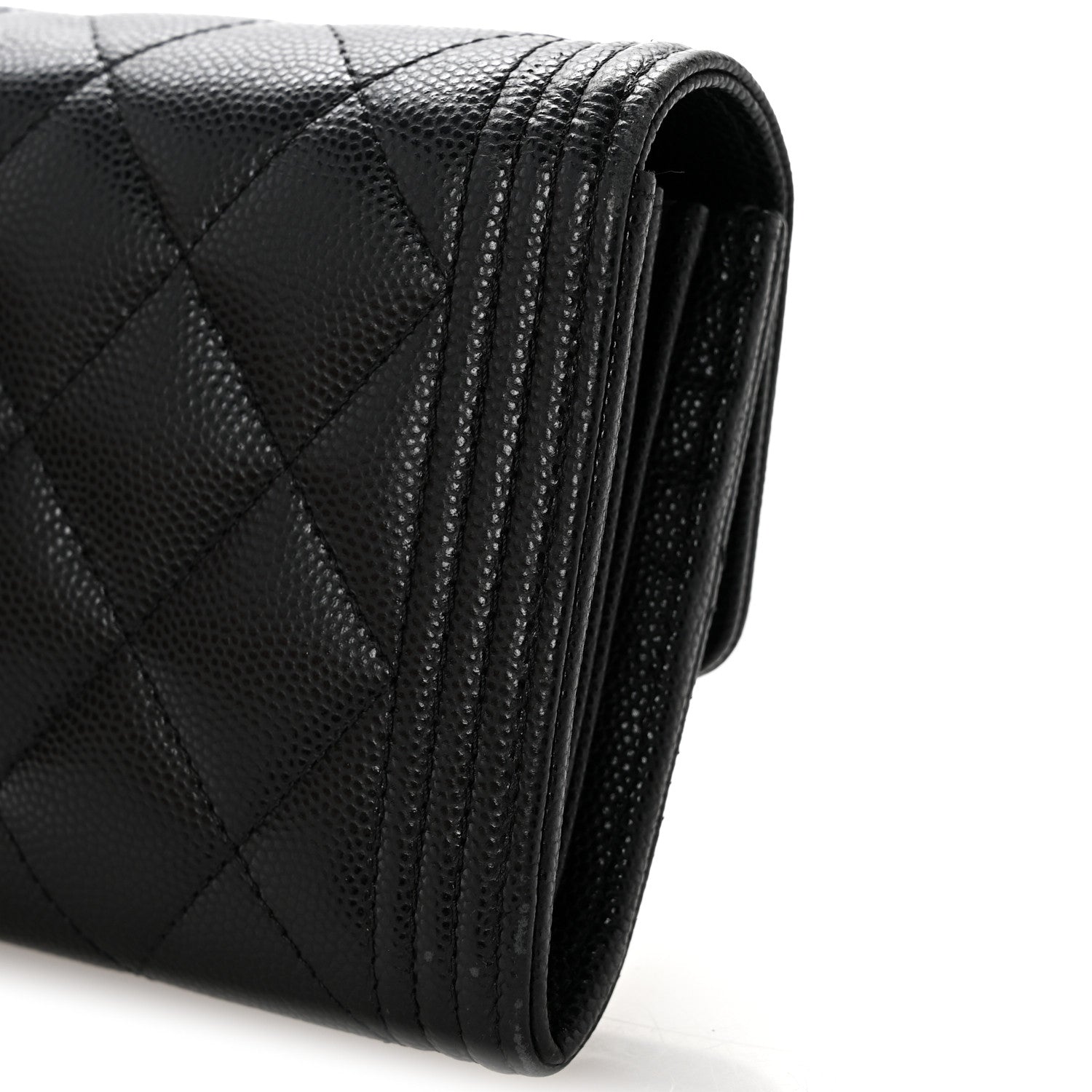 Chanel Caviar Quilted Large Boy Gusset Flap Wallet Black 11 of 12
